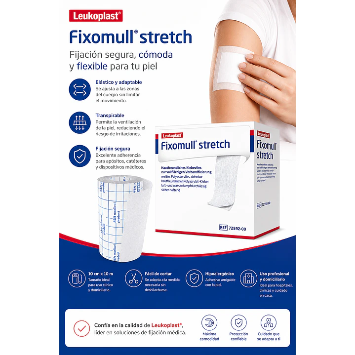 Venda De Gasa Fixomull Leukoplast Strech 10cmx10m Color Blanco 4