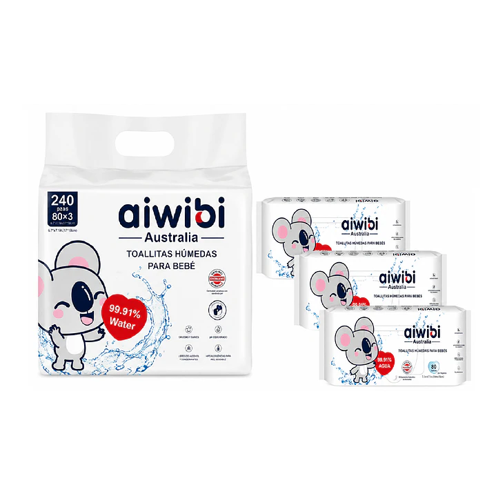 Toallas Húmedas Aiwibi 99.91% Agua Caja X12 4
