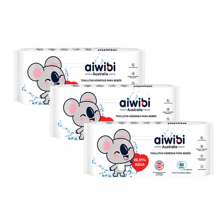 Toallas Húmedas Aiwibi 99.91% Agua Caja X12 2