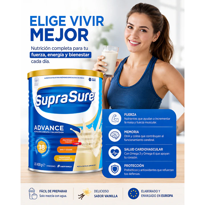 SupraSure Advance Vainilla 400 g Suplemento Nutricional Caja X12 4