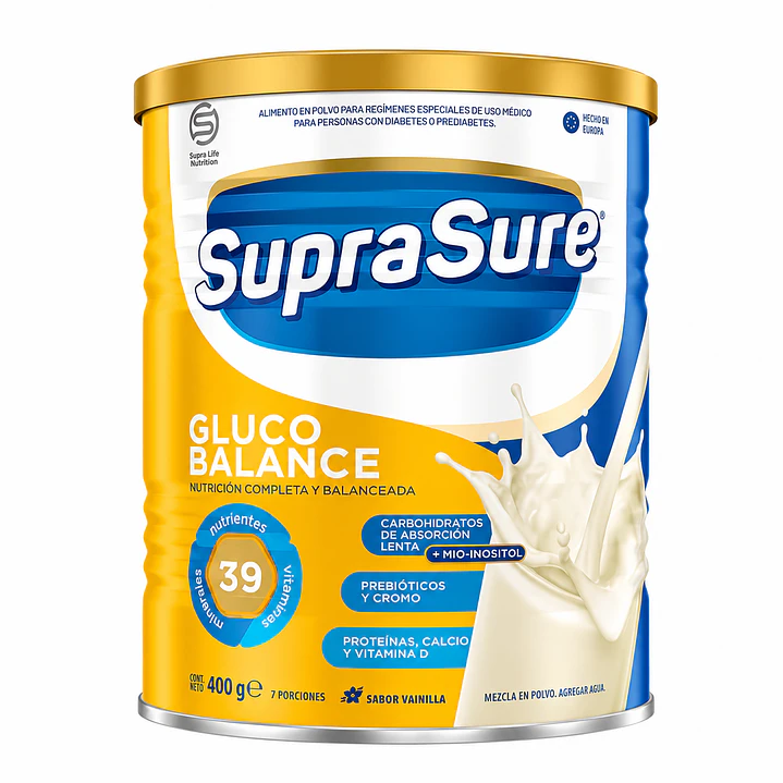 Suprasure Gluco Balance 400g Suplemento En Polvo - Lireke Vainilla Caja X12 2