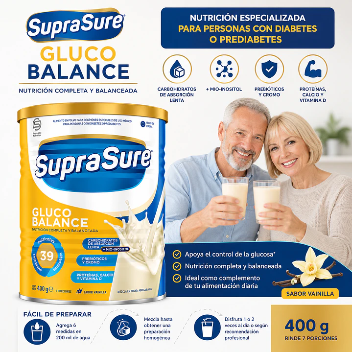 Suprasure Gluco Balance 400g Suplemento En Polvo - Lireke Vainilla Caja X12 3