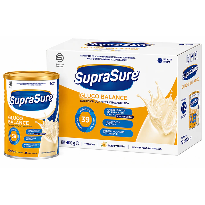 Suprasure Gluco Balance 400g Suplemento En Polvo - Lireke Vainilla Caja X12 1
