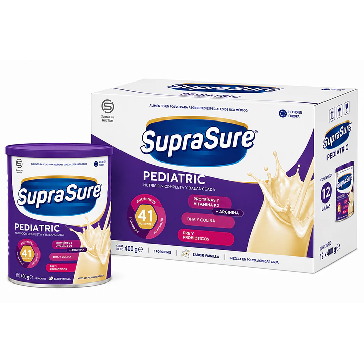 Suprasure Pediatric 400g Suplemento En Polvo - Lireke Vainilla Caja X12 1