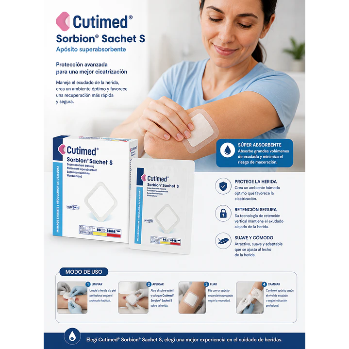 Aposito Cutimed Sorbion Sachet S  10x10cm Unidad 4