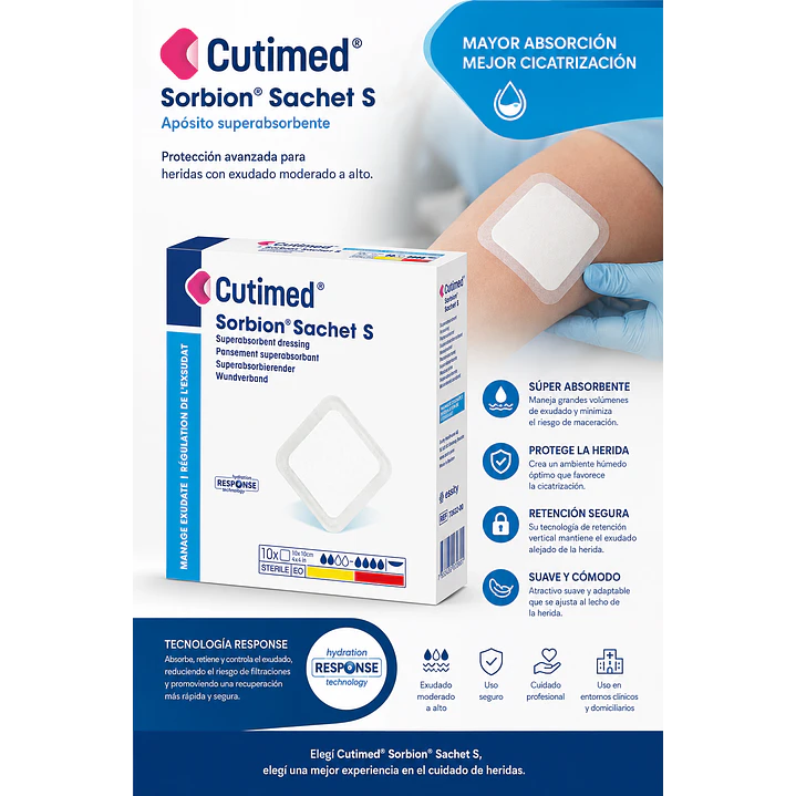Aposito Cutimed Sorbion 10x10cm Sachet S Pack X5 6