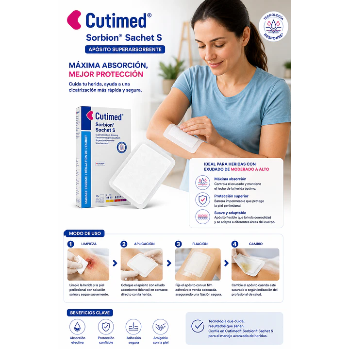 Aposito Cutimed Sorbion Sachet S 10x20cm Unidad 6