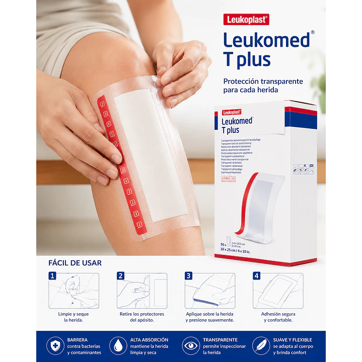 Apósito Absorbente Leukomed T Plus 10 X 25 Cm Pack X5 6