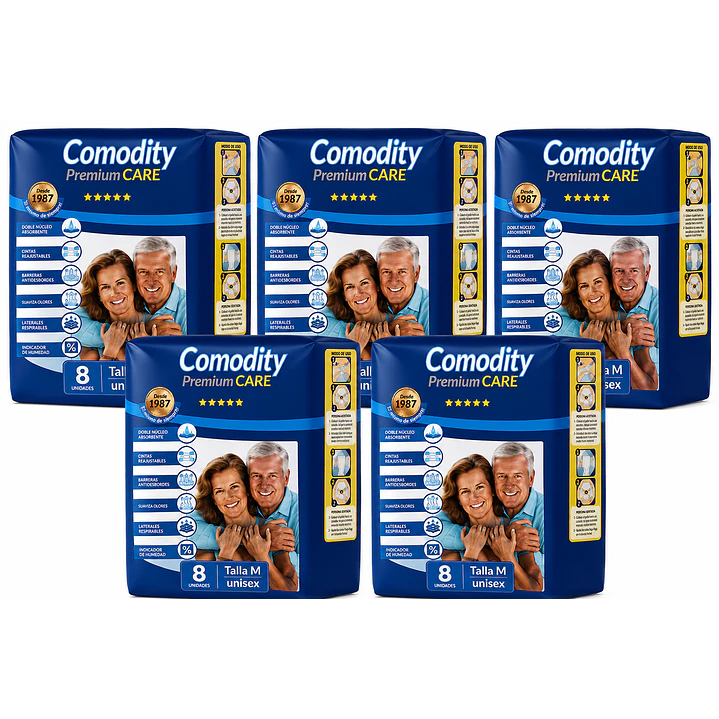 Pañal Adulto Comodity Premium Talla M 8 Unidades Pack X5 1