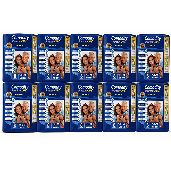 Pañal Adulto Comodity Premium Talla M 8 Unidades Pack X10 1