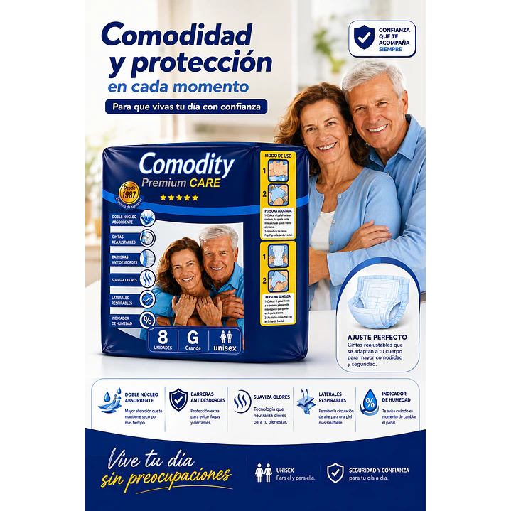 Pañales Comodity Premium Talla G X8 Unidades Pack X10 4