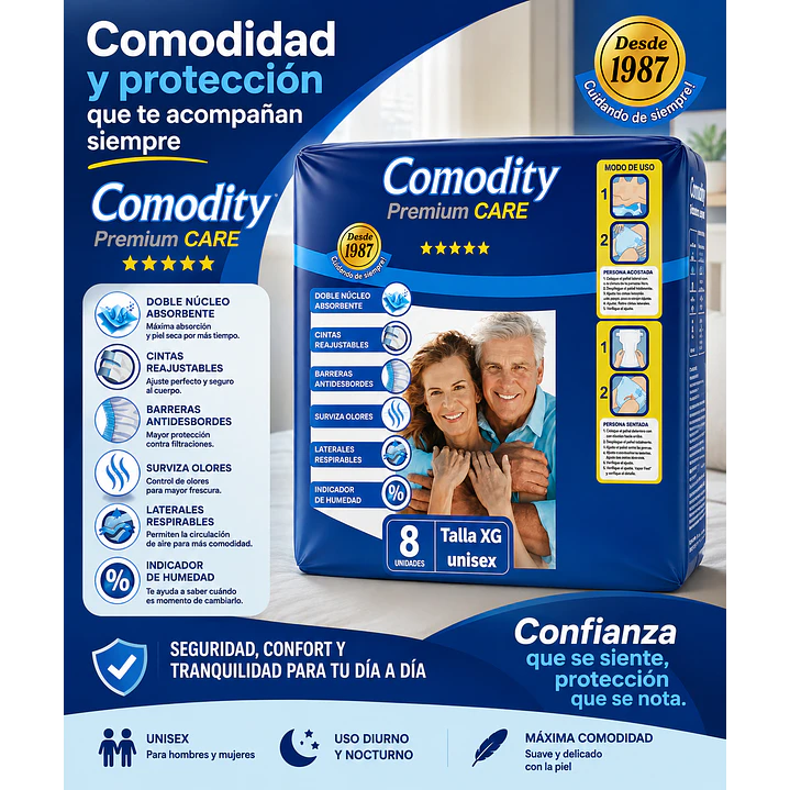 Pañal Para Adulto Comodity Premium Talla Xg  X8 Unidades 5
