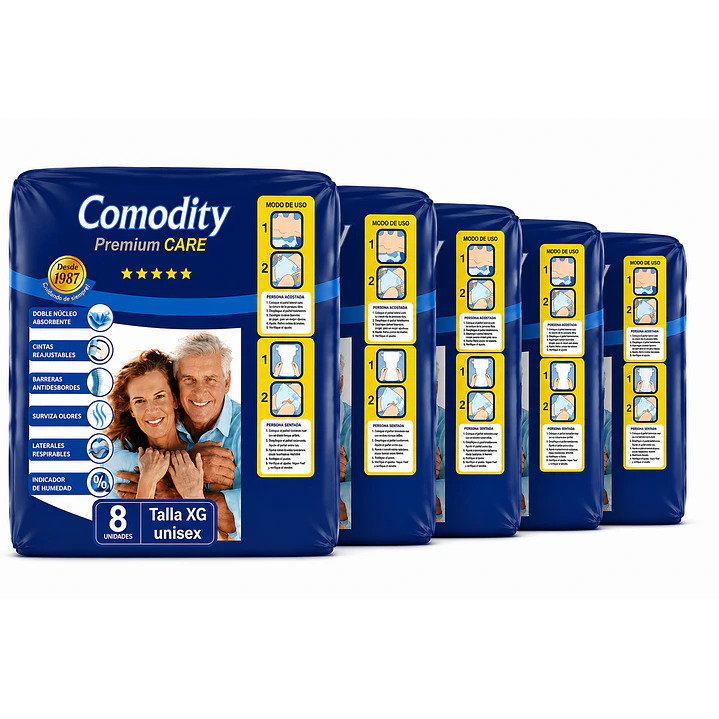 Pañal Para Adulto Comodity Premium Talla Xg - 8 Unidades Pack X5 1