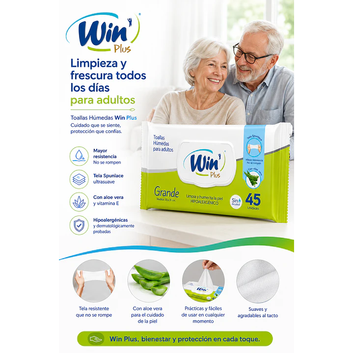 Toallas Humedas Para Adultos Win X45 Unidades Pack X3 5