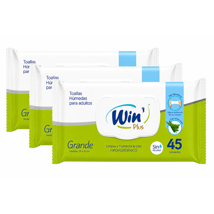 Toallas Humedas Para Adultos Win X45 Unidades Pack X3 1