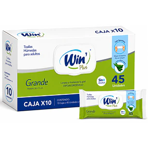 Toallas Humedas Para Adultos Win X45 Unidades Caja X10