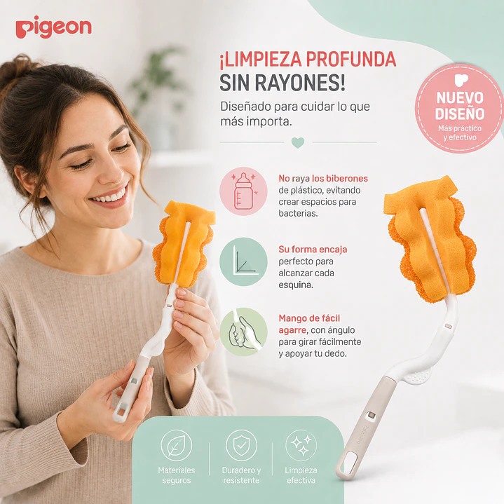 Cepillo Giratorio Esponja Pigeon Limpia Mamaderas 6