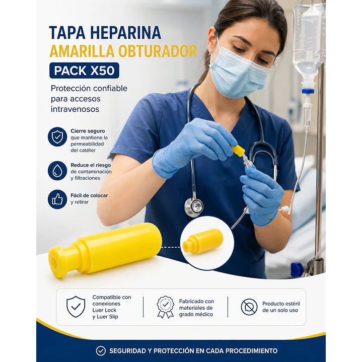 Tapa Heparina Amarilla Obturador Pack X50 4