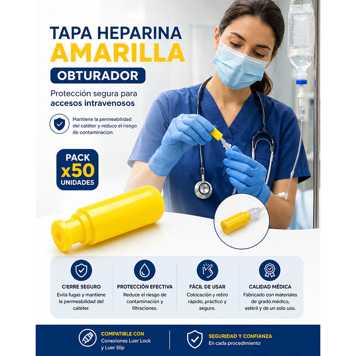 Tapa Heparina Amarilla Obturador Pack X50 5