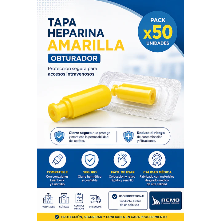 Tapa Heparina Amarilla Obturador Pack X50 3