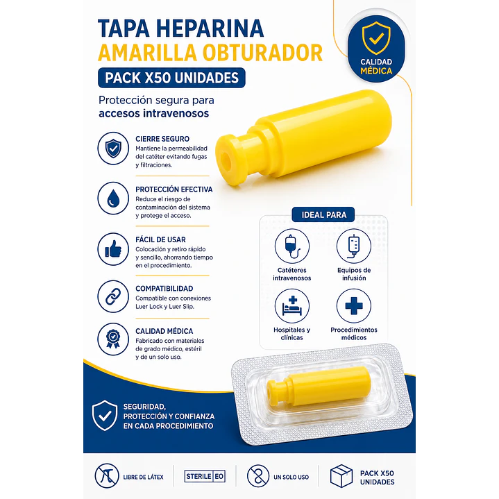 Tapa Heparina Amarilla Obturador Caja X100 7