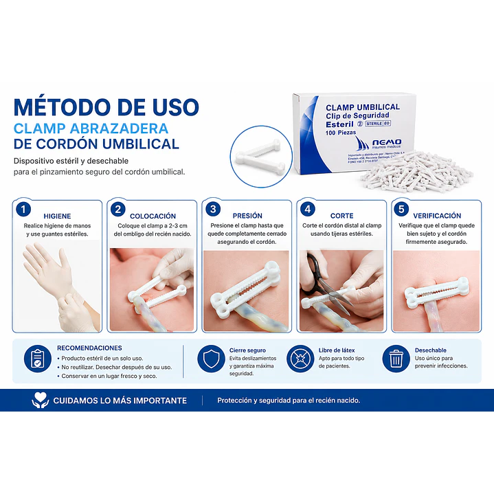 Clamp Abrazadera De Cordon Umbilical Pack X50 4