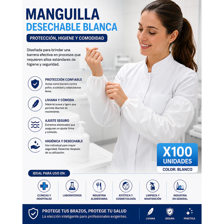 Manguilla Desechable Color Blanca X100 Unidades  4