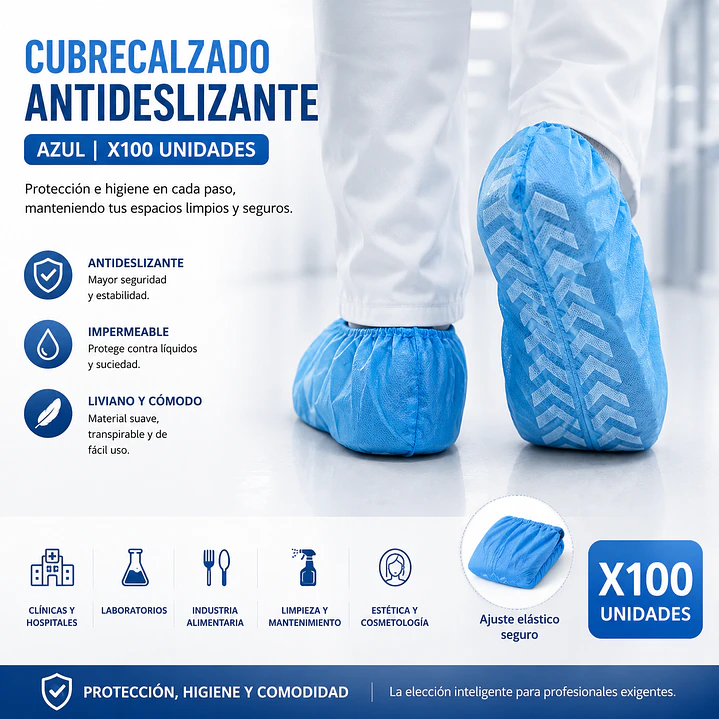 Cubrecalzado Antideslizante Azul X100 Unidades  3