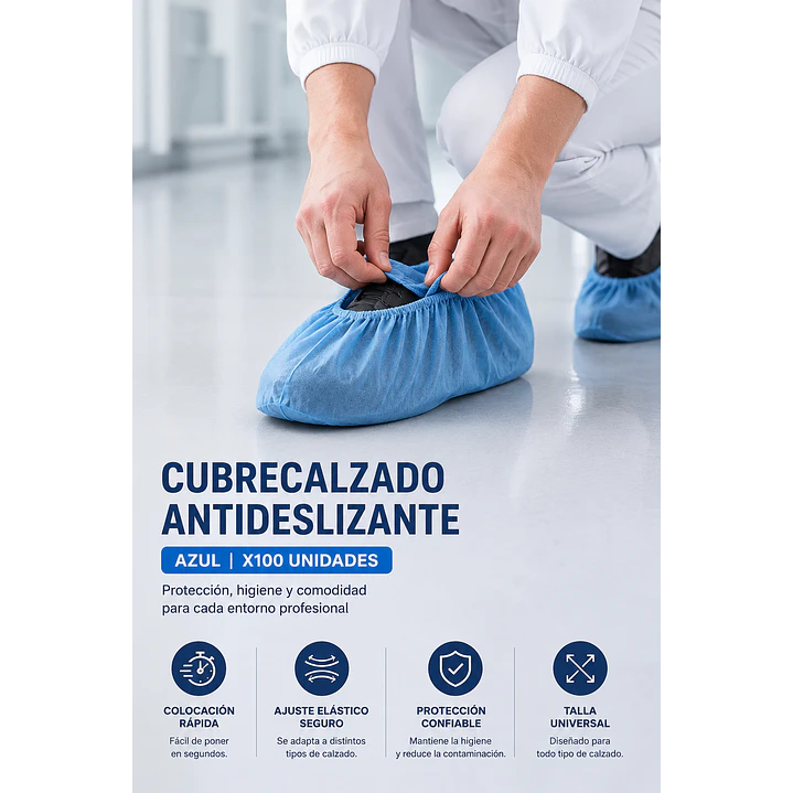 Cubrecalzado Antideslizante Azul X100 Pack X10 7