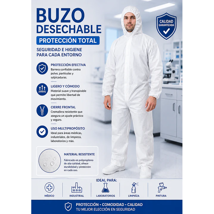Buzo Desechable Talla M/G  3