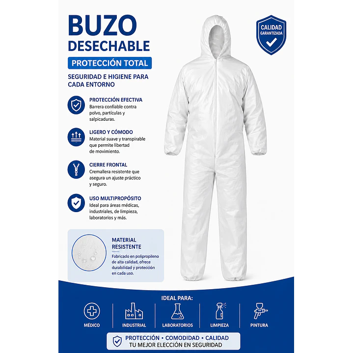 Buzo Desechable Talla M/G  7