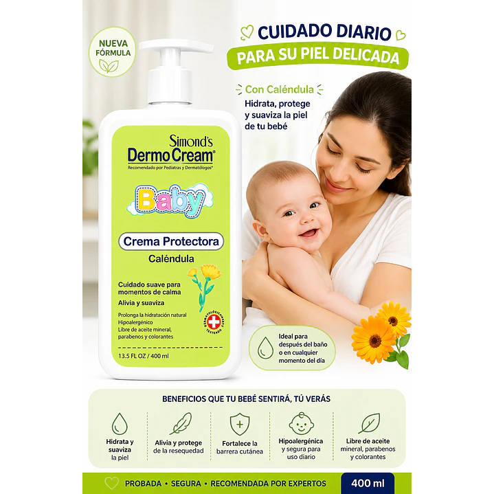 Dermocream Baby Crema Hidratante Caléndula 400 Ml 3