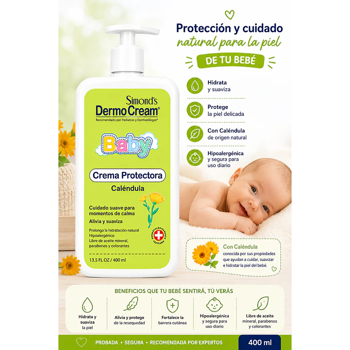 Dermocream Baby Crema Hidratante Caléndula 400 Ml 5