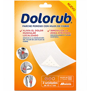 Dolorub Parche Poroso con Hilos de Cobre 10 x 7 cm – 2 Unidades
