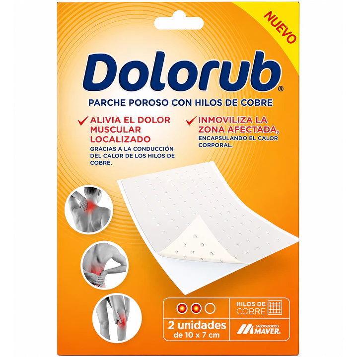 Dolorub Parche Poroso con Hilos de Cobre 10 x 7 cm – 2 Unidades 1