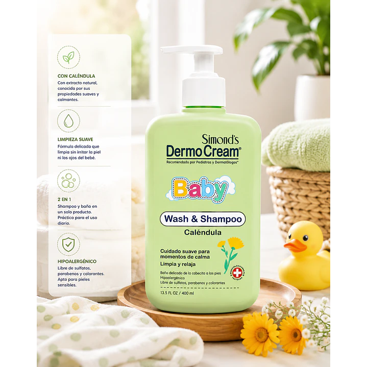 DermoCream Baby Wash & Shampoo Caléndula 400 Ml  2
