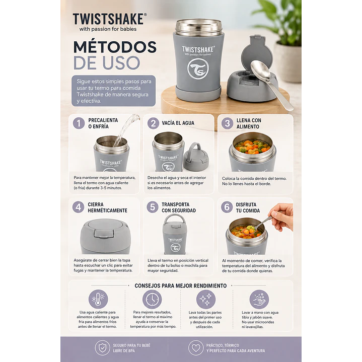 Termo para Comida Twistshake Gris Pastel 5