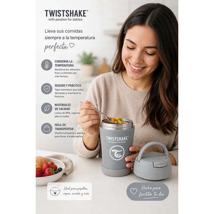 Termo para Comida Twistshake Gris Pastel 6