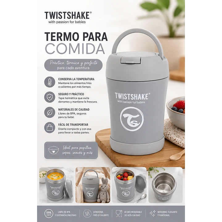 Termo para Comida Twistshake Gris Pastel 4
