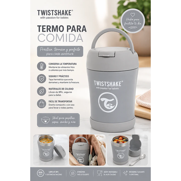 Termo para Comida Twistshake Gris Pastel 7
