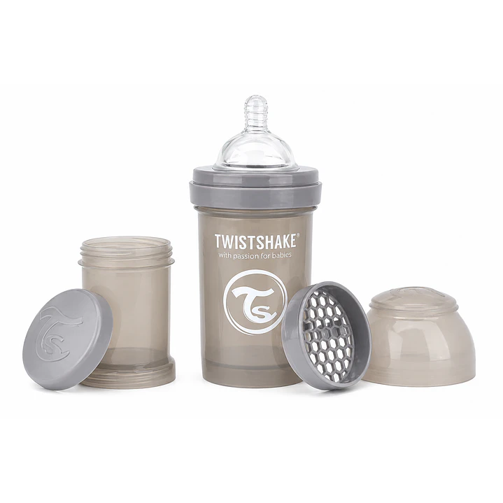 Mamadera Twistshake Anticólicos 6oz/180 Ml Gris Pastel 1