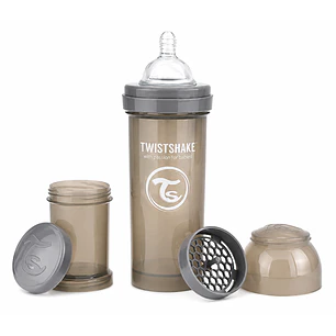  Mamadera Twistshake Anticólico 11oz 330ml Gris Pastel