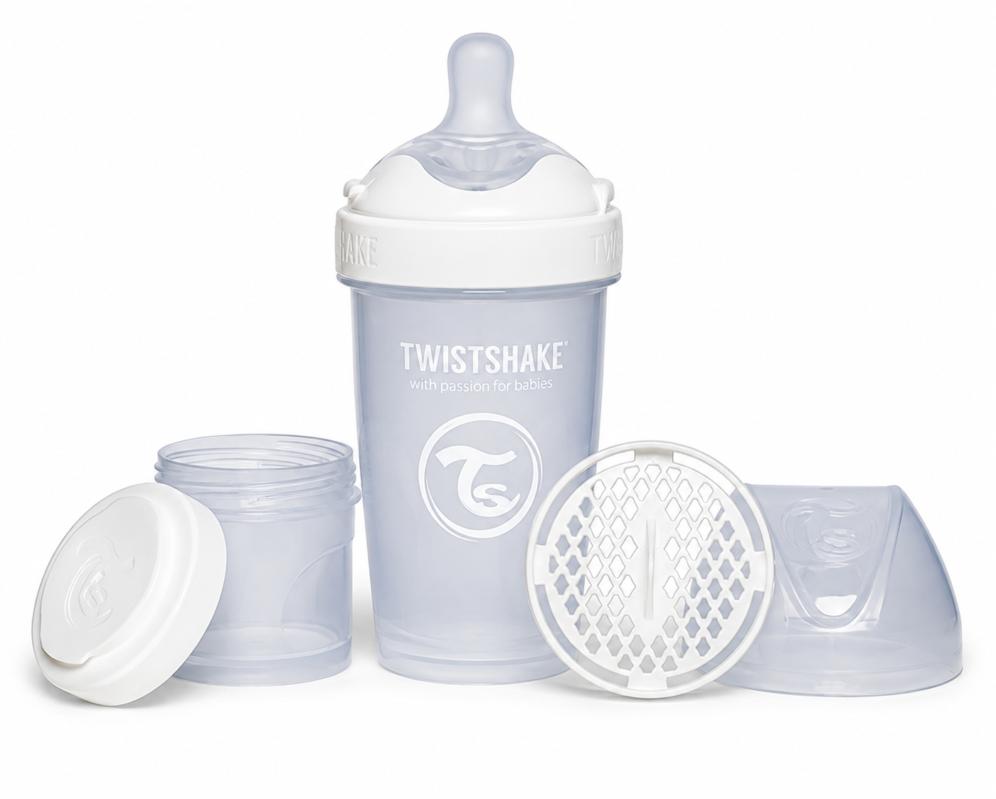 Mamadera Twistshake Double Pro 180ml-Blanco