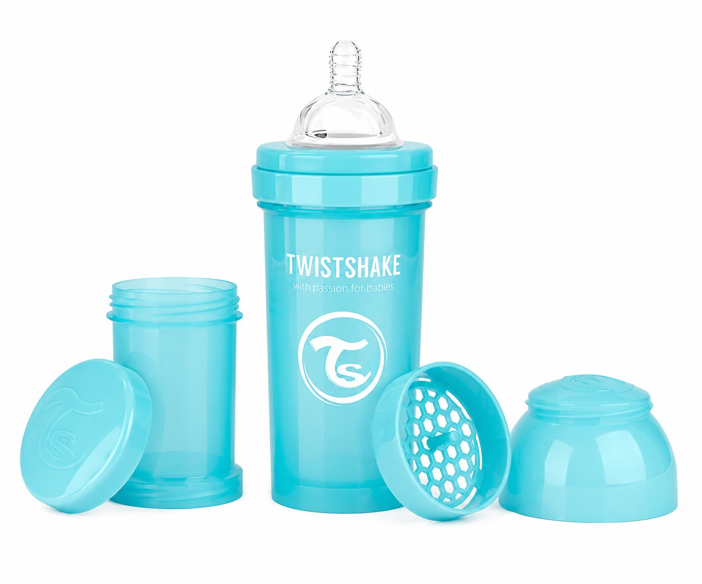 Mamadera Twistshake Anticólicos  8oz/260 Ml Celeste