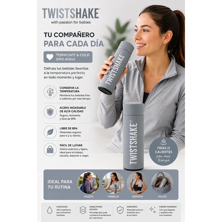 Termo Twistshake Hot & Cold Gris 420 Ml 4