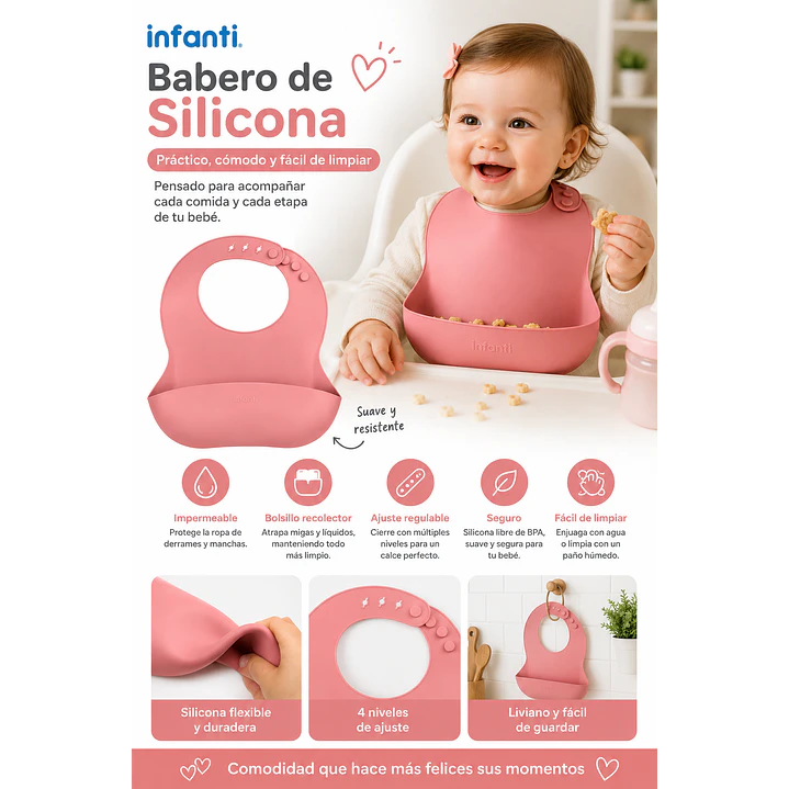 Babero de Silicona Rojo Infanti 5