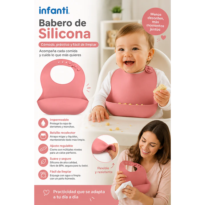 Babero de Silicona Rojo Infanti 6