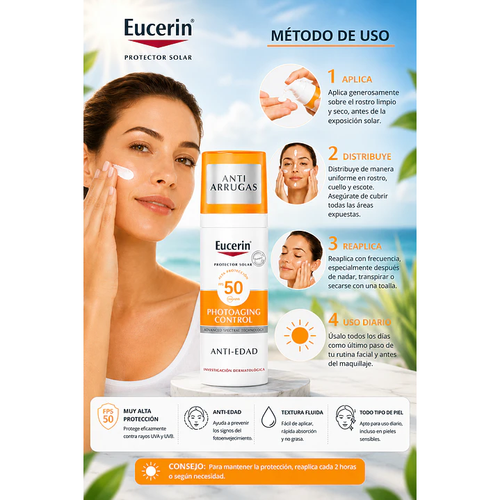 Protector Solar Facial Eucerin Fluido Anti-edad 50 Ml 3