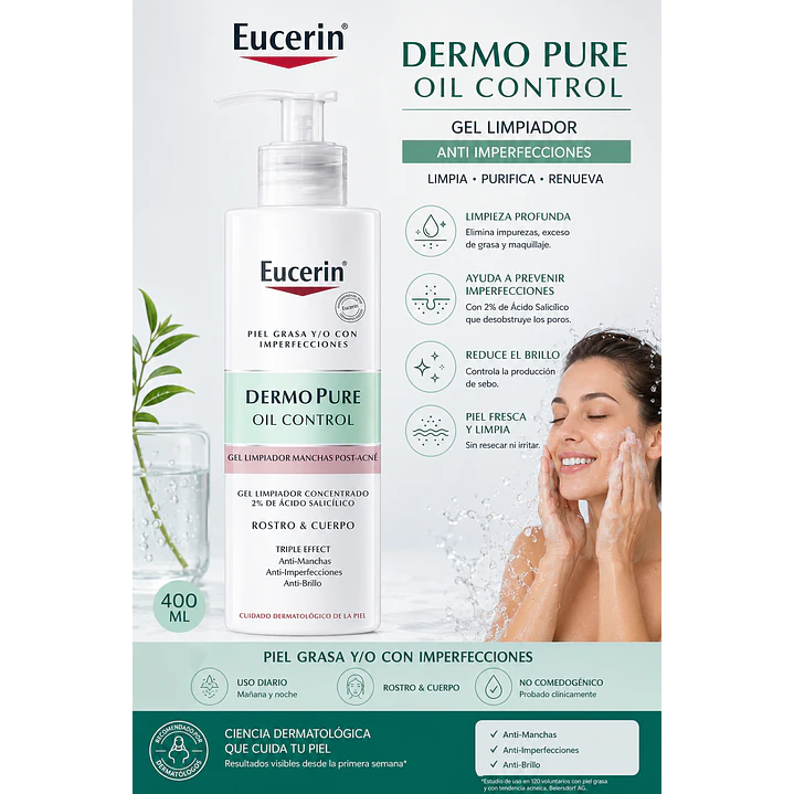 Eucerin Gel Limpiador Dermopure Oil Control 400 Ml 3