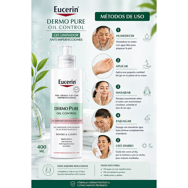 Eucerin Gel Limpiador Dermopure Oil Control 400 Ml 4